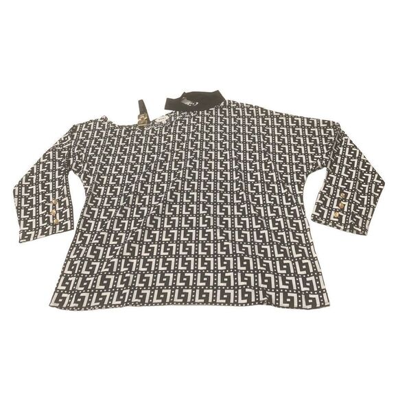 Asymmetrical Choker Collared Cold Shoulder Blouse - Picture 1 of 9